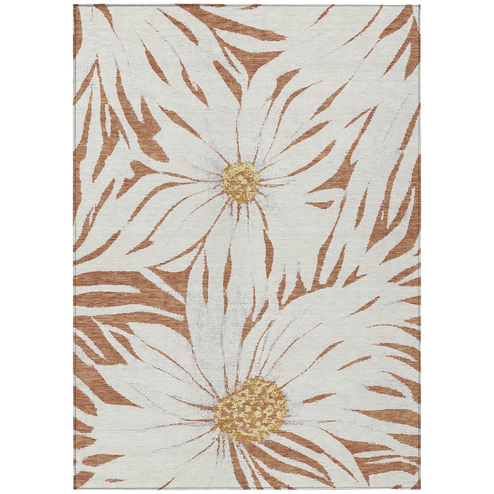 Machine Washable Indoor/Outdoor Chantille ACN2263 Orange 3' x 5' Rug. Picture 1
