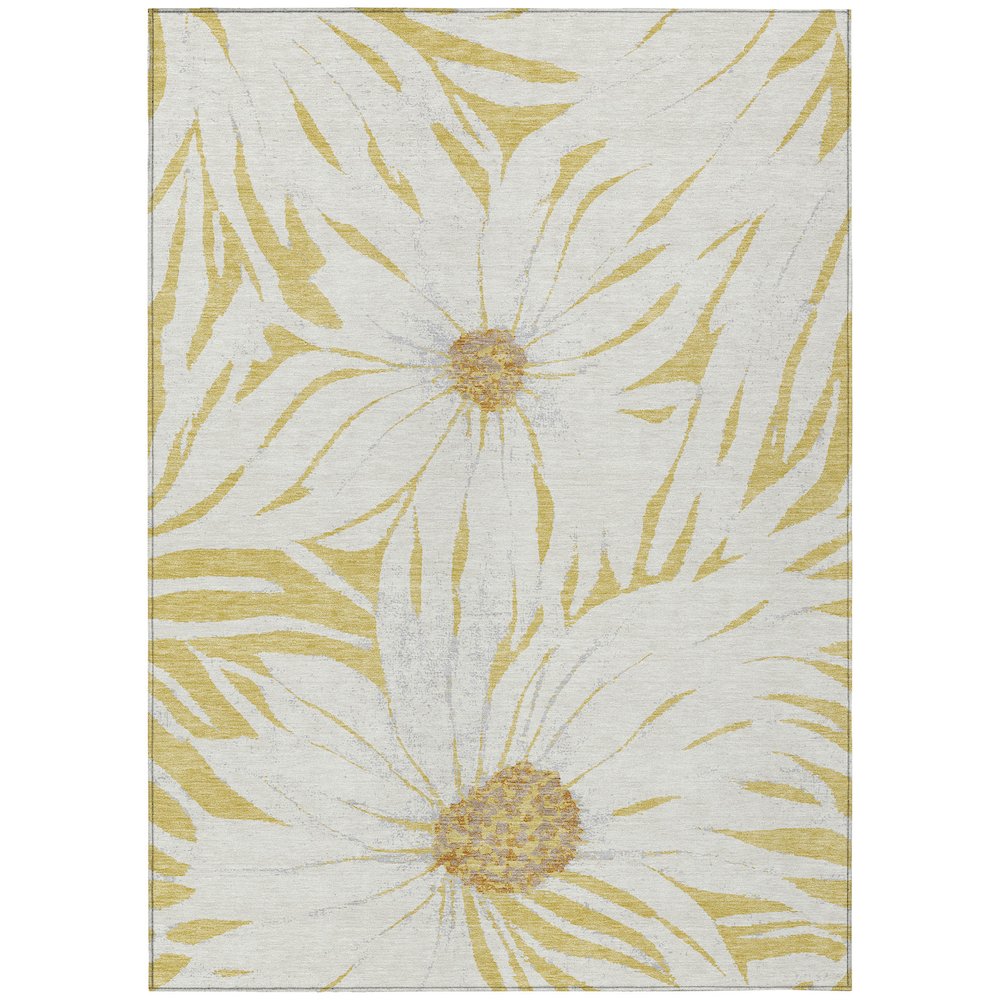 Machine Washable Indoor/Outdoor Chantille ACN2263 Gold 3' x 5' Rug. Picture 1