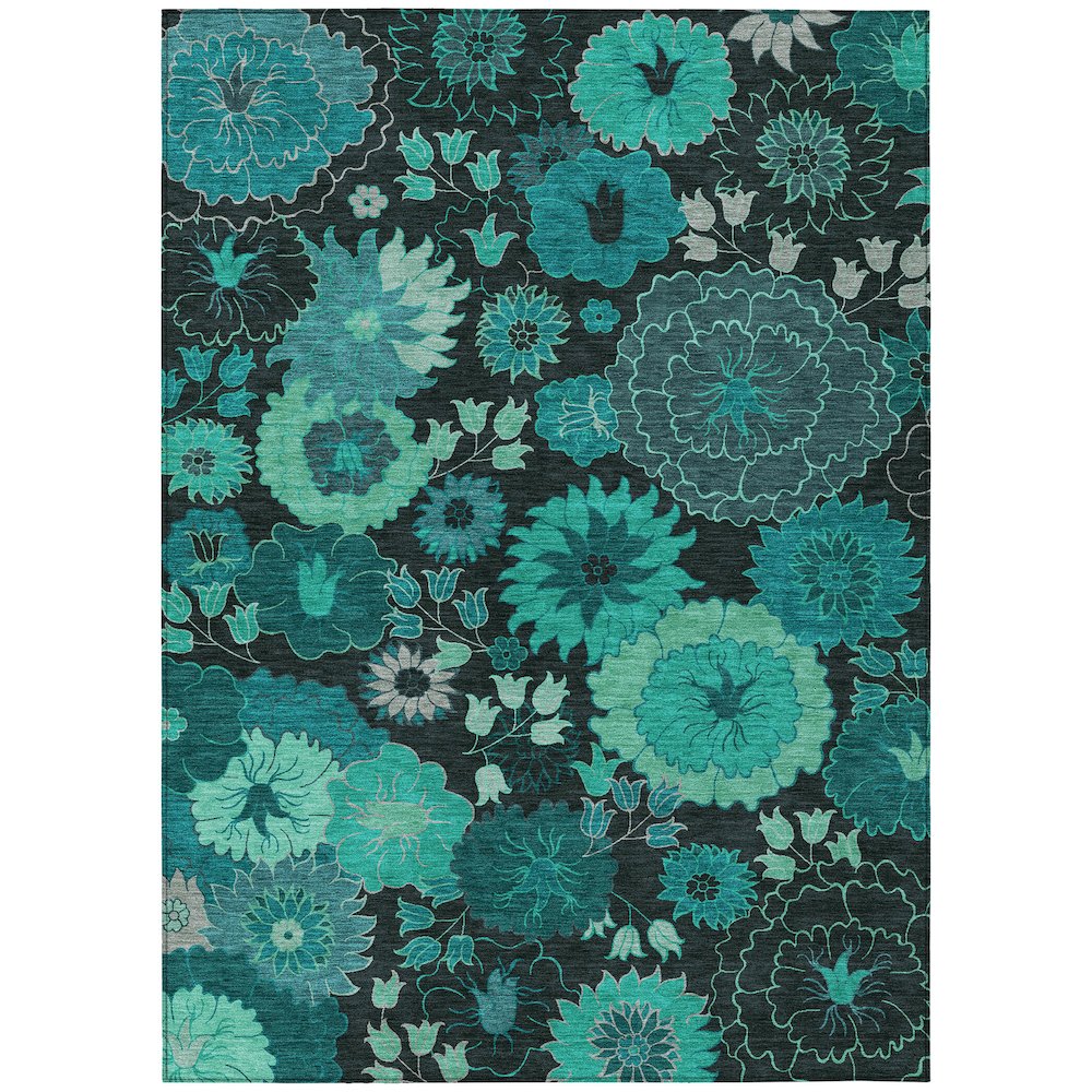 Machine Washable Indoor/Outdoor Chantille ACN2295 Teal 3' x 5' Rug. Picture 1