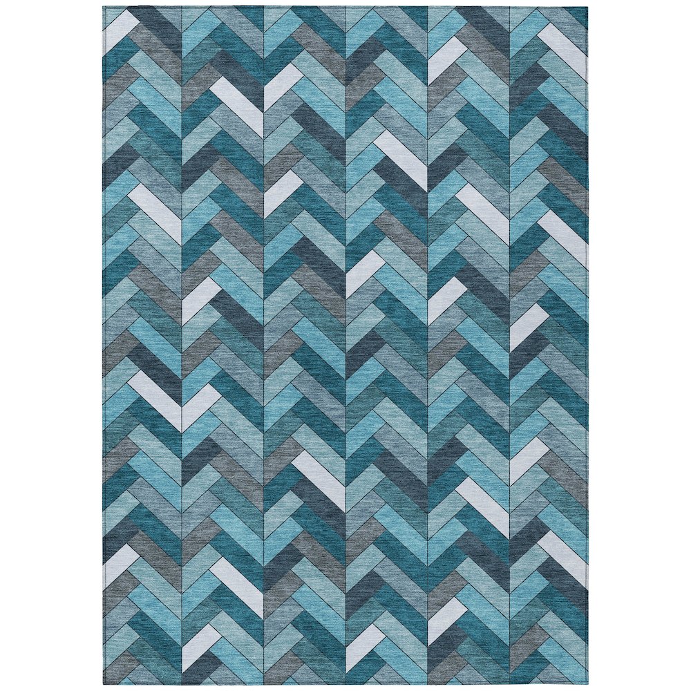 Machine Washable Indoor/Outdoor Chantille ACN2296 Teal 3' x 5' Rug. Picture 1