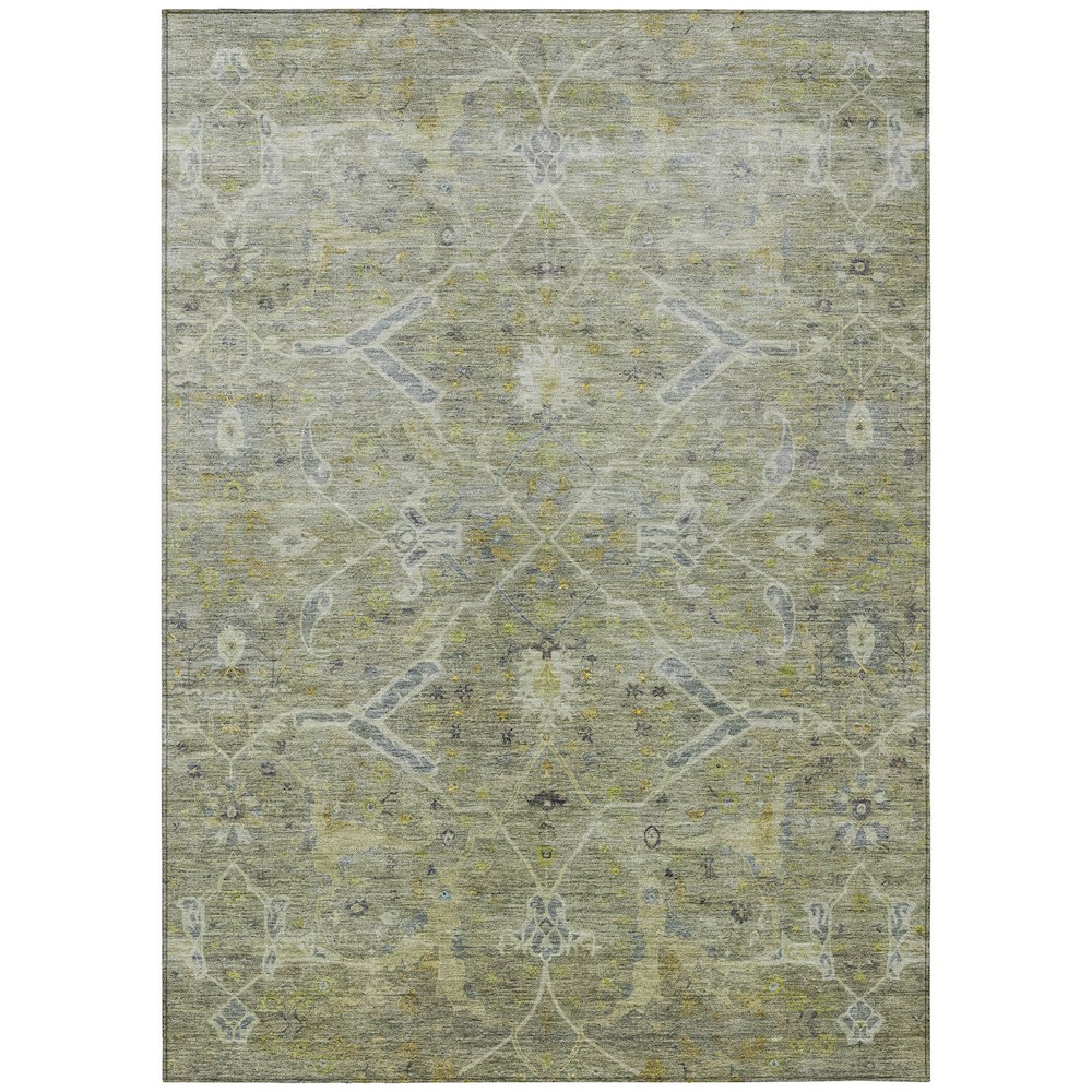 Machine Washable Indoor/Outdoor Chantille ACN2298 Green 3' x 5' Rug. Picture 1