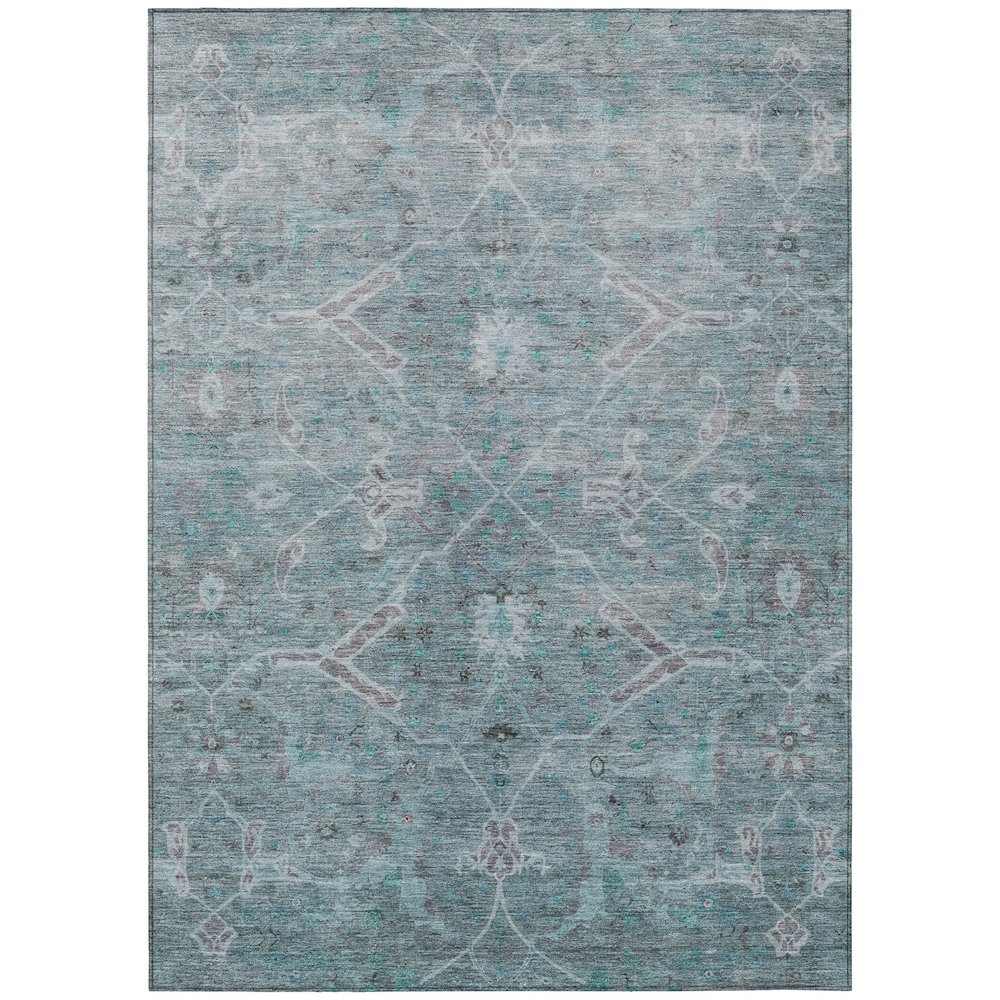 Machine Washable Indoor/Outdoor Chantille ACN2298 Teal 3' x 5' Rug. Picture 1