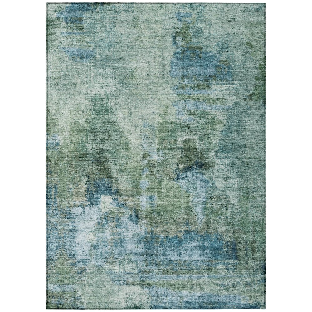 Machine Washable Indoor/Outdoor Chantille ACN2300 Teal 3' x 5' Rug. Picture 1