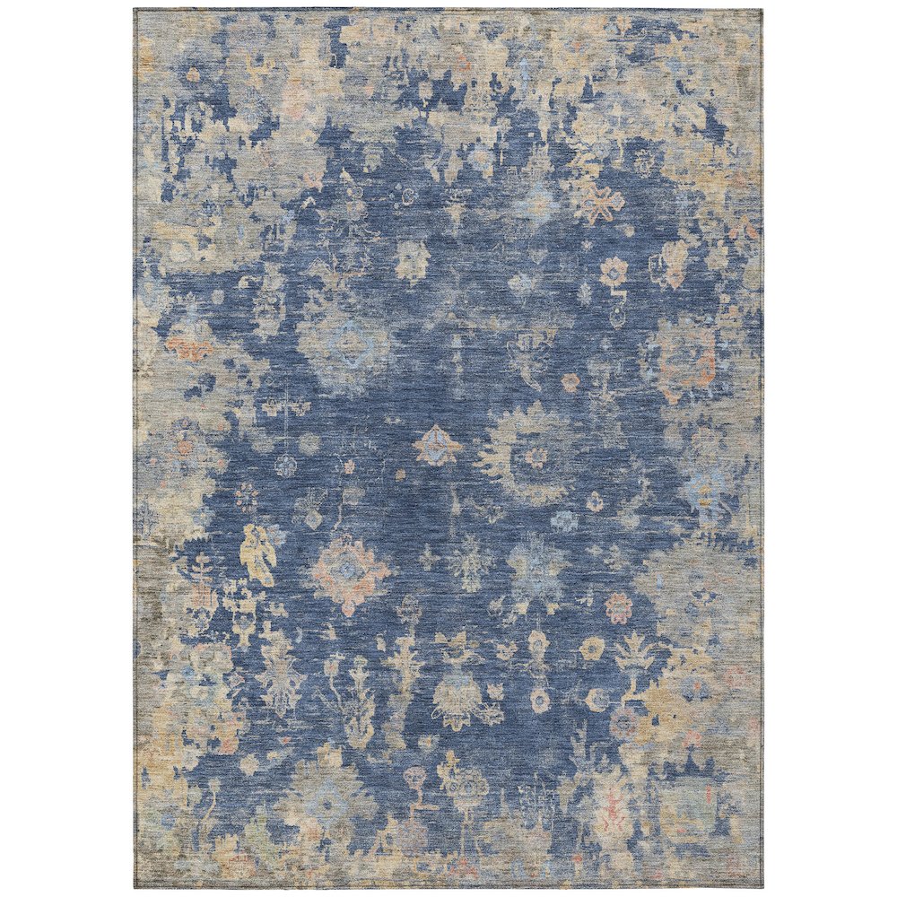 Machine Washable Indoor/Outdoor Chantille ACN2302 Blue 3' x 5' Rug. Picture 1