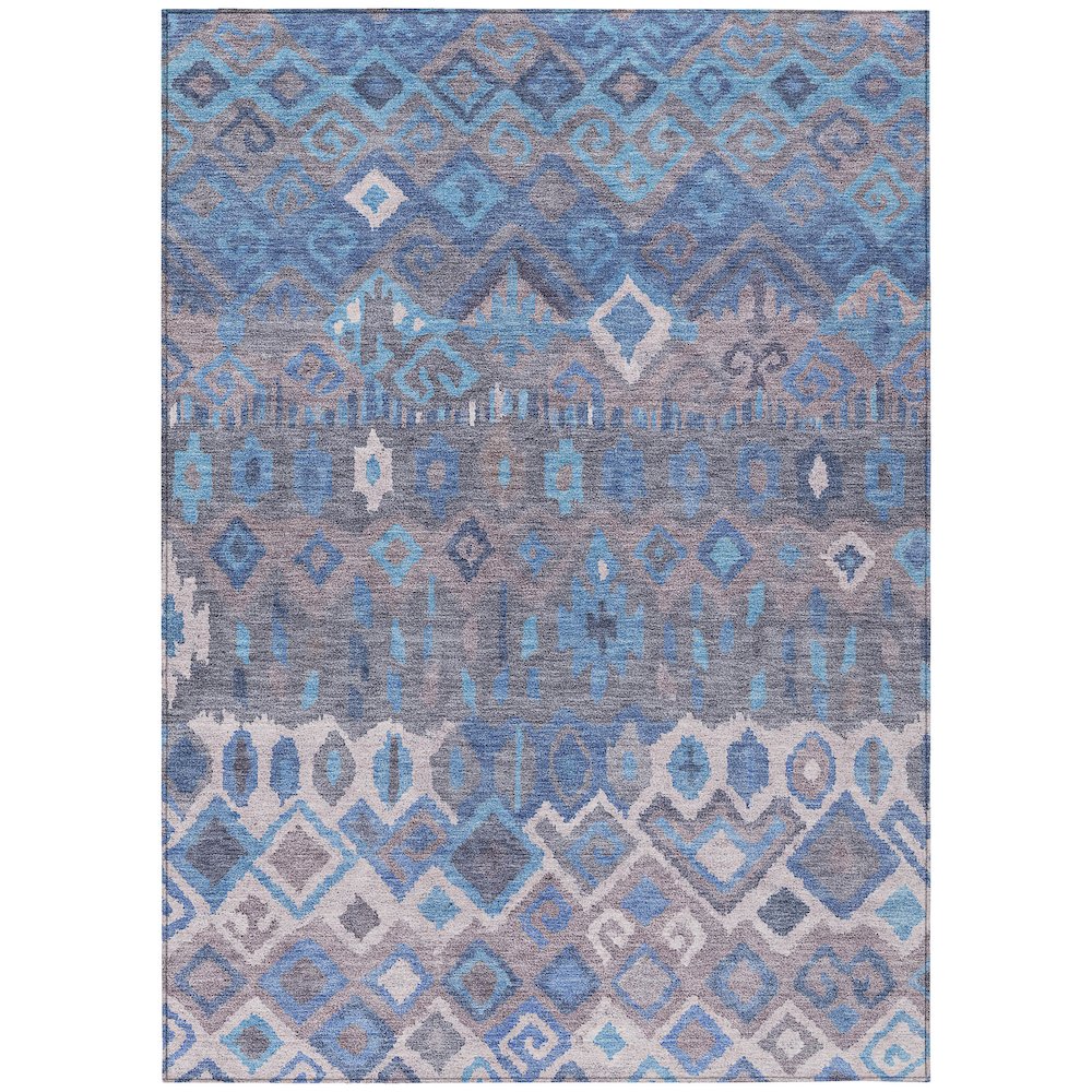 Machine Washable Indoor/Outdoor Chantille ACN2304 Blue 3' x 5' Rug. Picture 1