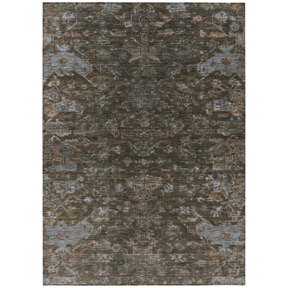 Machine Washable Indoor/Outdoor Chantille ACN2322 Brown 3' x 5' Rug. Picture 1
