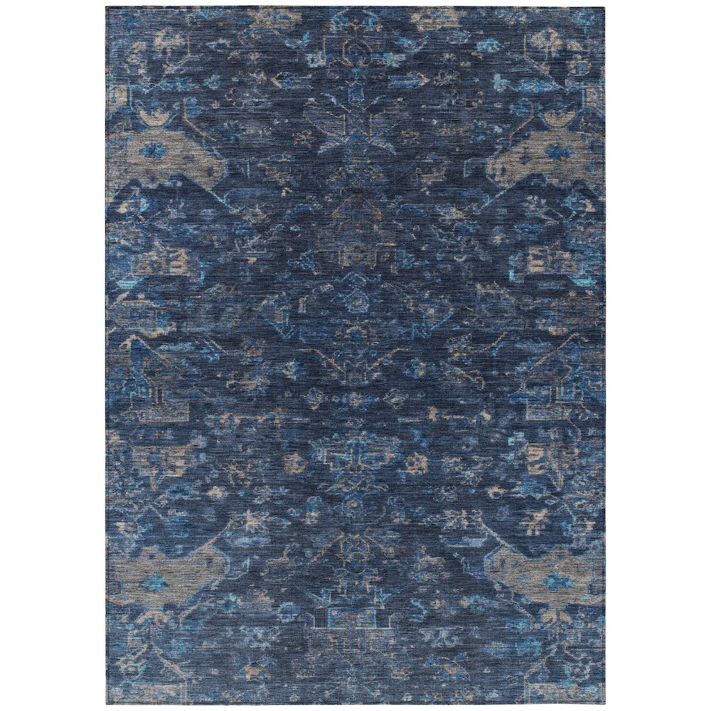 Machine Washable Indoor/Outdoor Chantille ACN2322 Blue 3' x 5' Rug. Picture 1