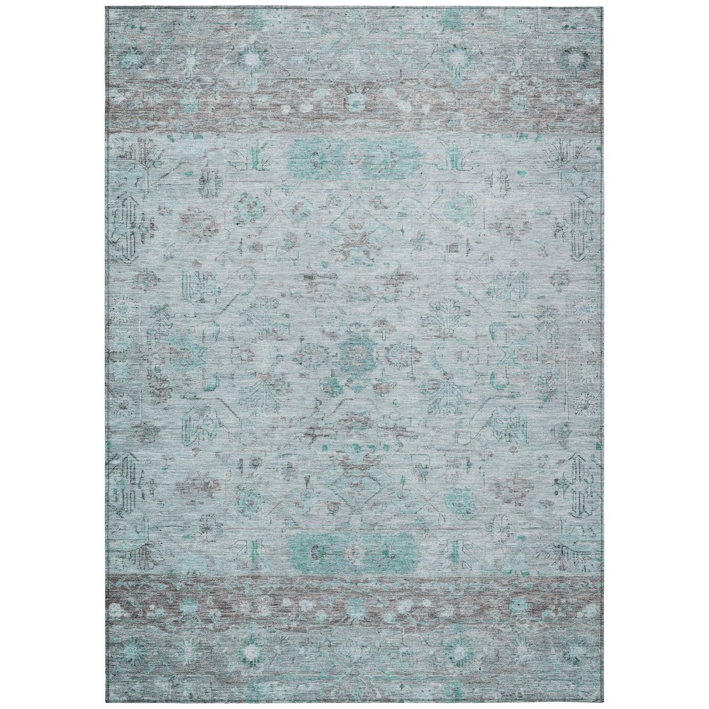 Machine Washable Indoor/Outdoor Chantille ACN2323 Teal 3' x 5' Rug. Picture 1