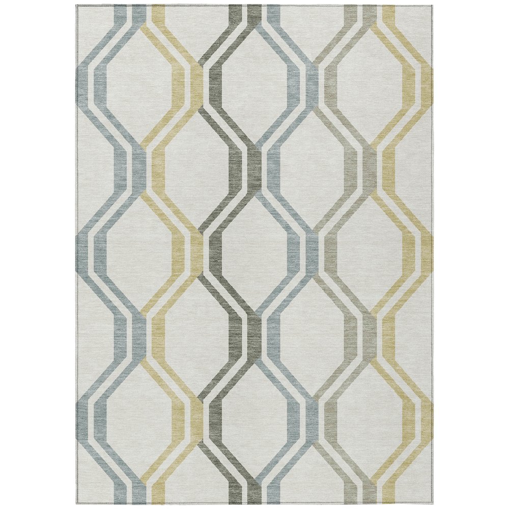 Machine Washable Indoor/Outdoor Chantille ACN2326 Ivory 3' x 5' Rug. Picture 1