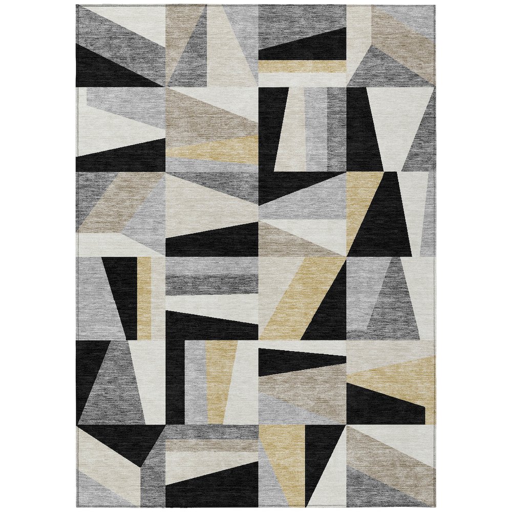 Machine Washable Indoor/Outdoor Chantille ACN2327 Black 3' x 5' Rug. Picture 1