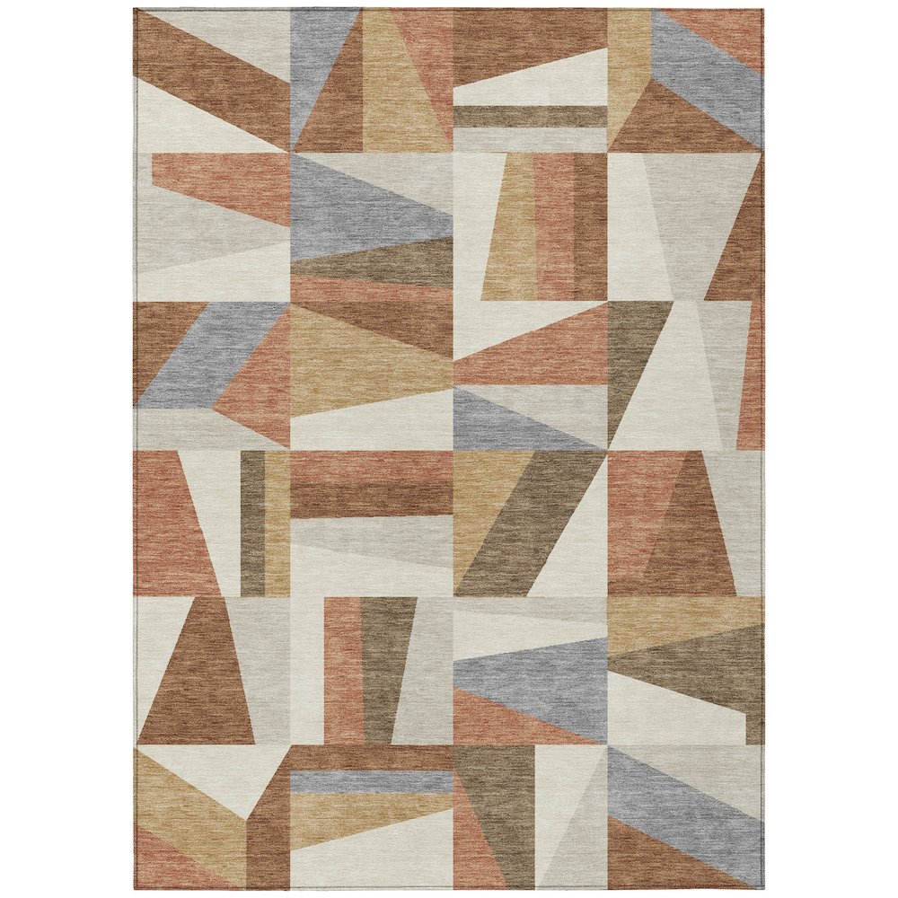 Machine Washable Indoor/Outdoor Chantille ACN2327 Orange 3' x 5' Rug. Picture 1