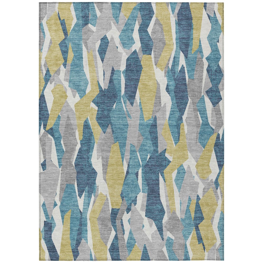Machine Washable Indoor/Outdoor Chantille ACN2329 Teal 3' x 5' Rug. Picture 1