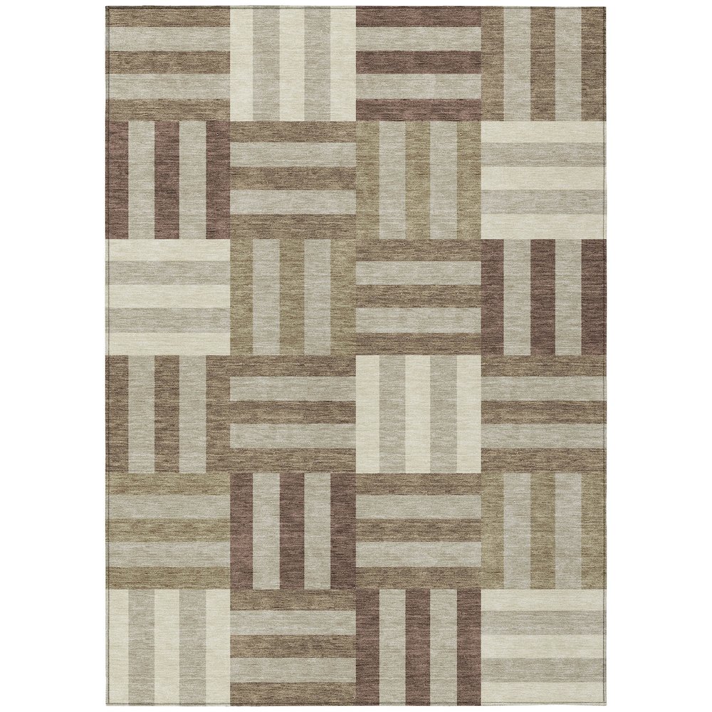 Machine Washable Indoor/Outdoor Chantille ACN2332 Brown 3' x 5' Rug. Picture 1