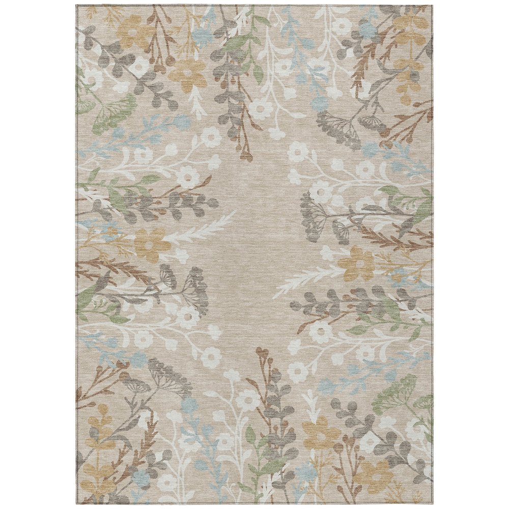 Machine Washable Indoor/Outdoor Chantille ACN2334 Brown 3' x 5' Rug. Picture 1