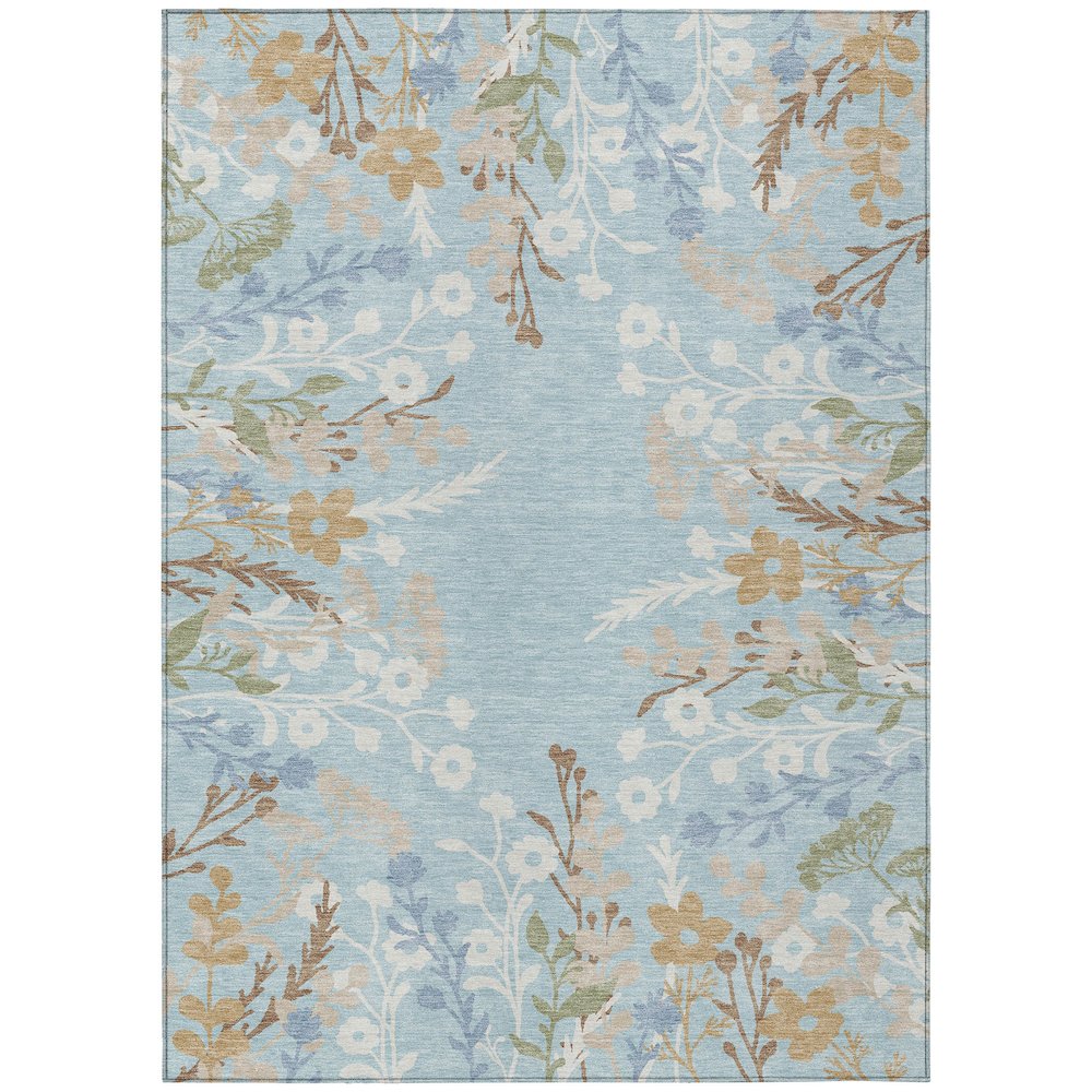 Machine Washable Indoor/Outdoor Chantille ACN2334 Blue 3' x 5' Rug. Picture 1