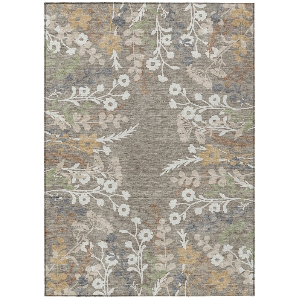 Machine Washable Indoor/Outdoor Chantille ACN2334 Brown 3' x 5' Rug. Picture 1