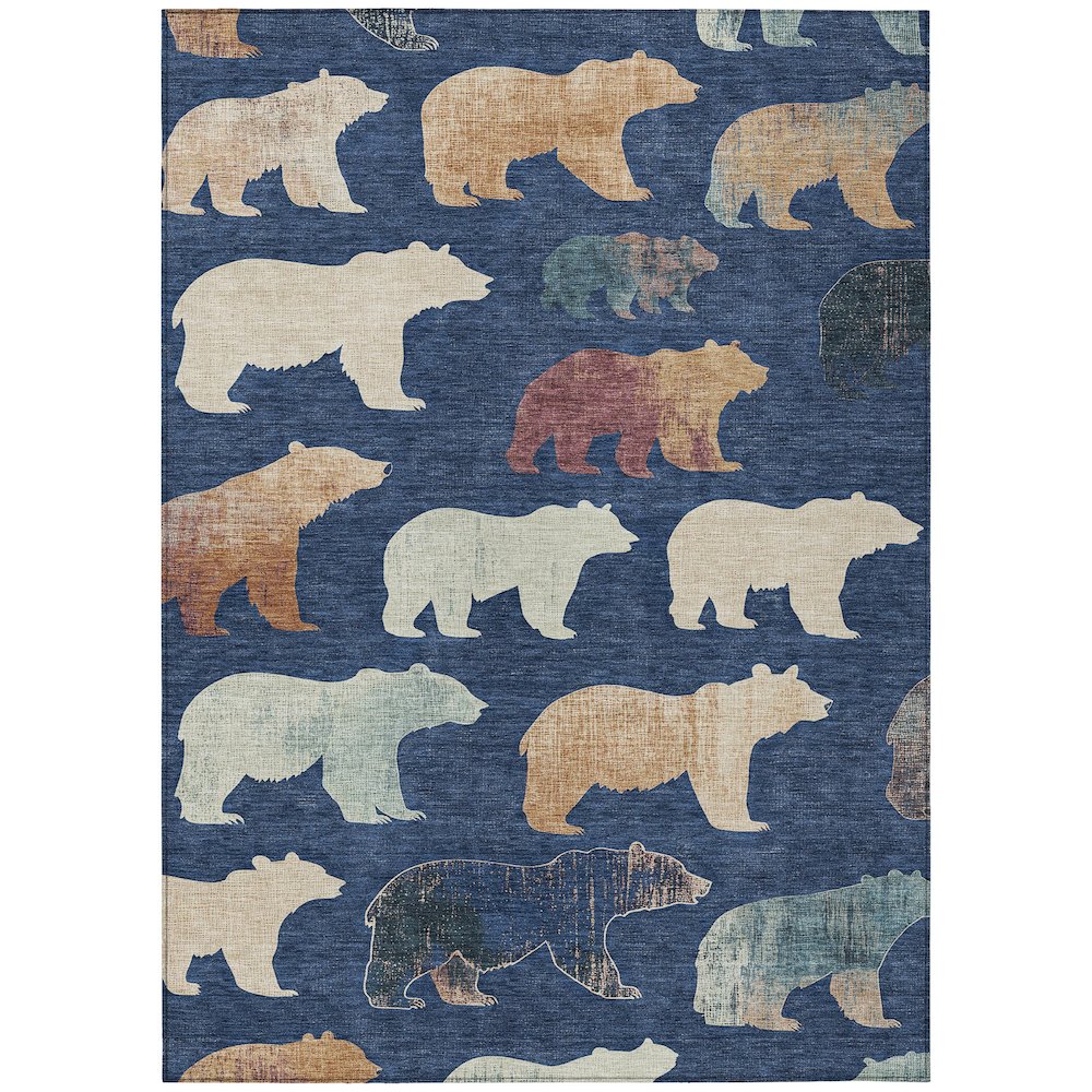 Machine Washable Indoor/Outdoor Chantille ACN2338 Blue 3' x 5' Rug. Picture 1