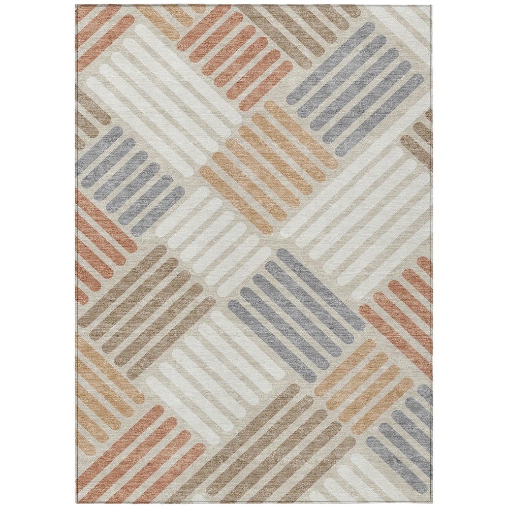Machine Washable Indoor/Outdoor Chantille ACN2339 Orange 3' x 5' Rug. Picture 1