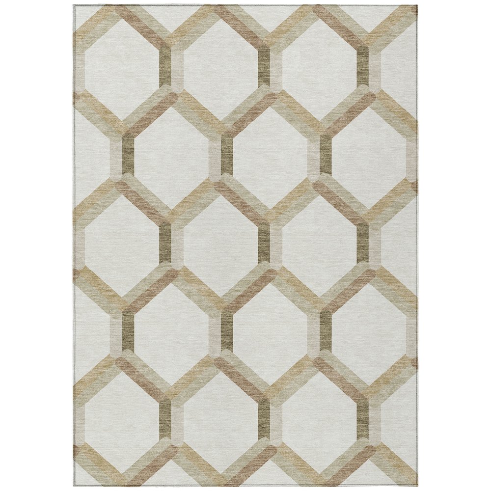 Machine Washable Indoor/Outdoor Chantille ACN2343 Ivory 3' x 5' Rug. Picture 1
