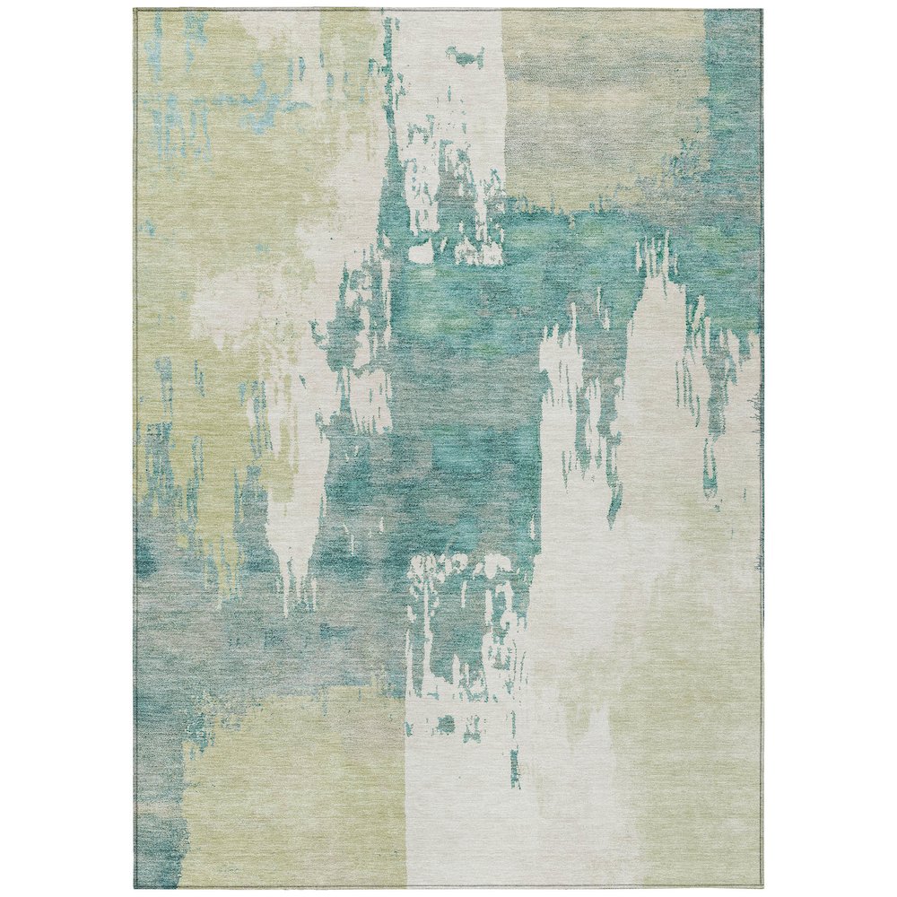 Machine Washable Indoor/Outdoor Chantille ACN2347 Green 3' x 5' Rug. Picture 1