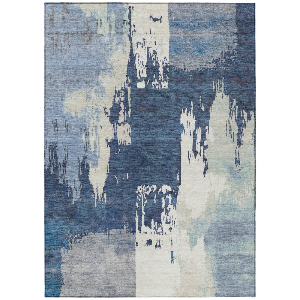 Machine Washable Indoor/Outdoor Chantille ACN2347 Blue 3' x 5' Rug. Picture 1