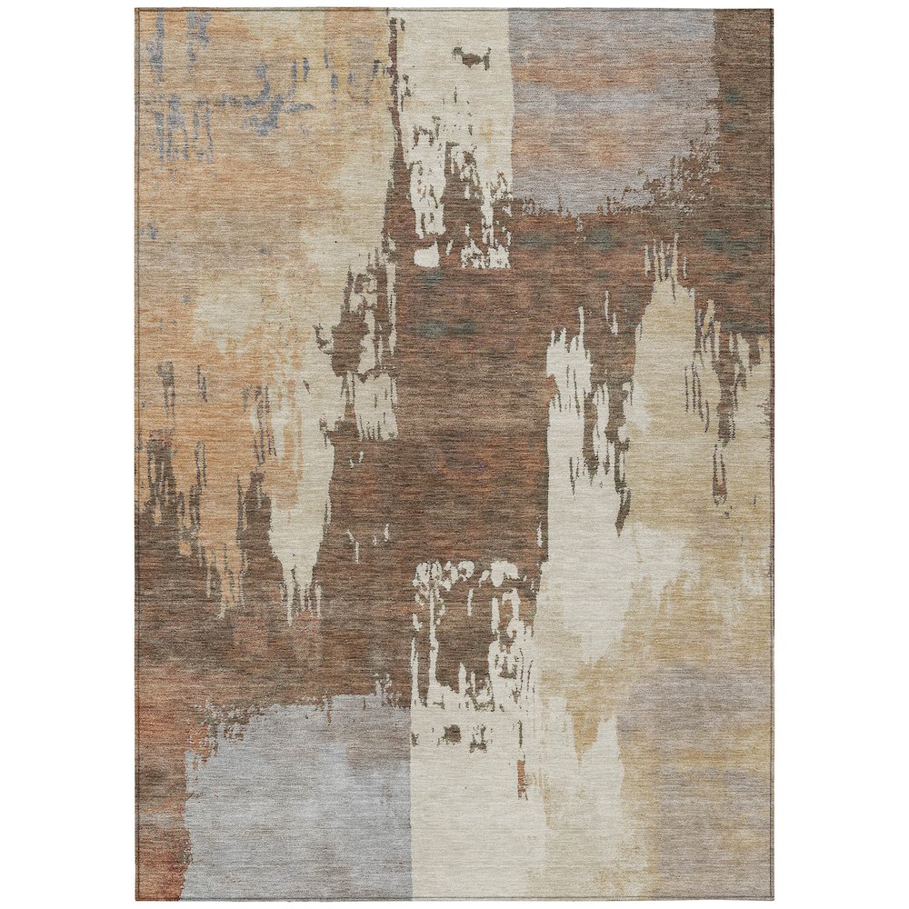 Machine Washable Indoor/Outdoor Chantille ACN2347 Orange 3' x 5' Rug. Picture 1