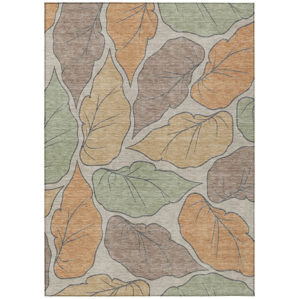 Machine Washable Indoor/Outdoor Chantille ACN2348 Orange 3' x 5' Rug. Picture 1