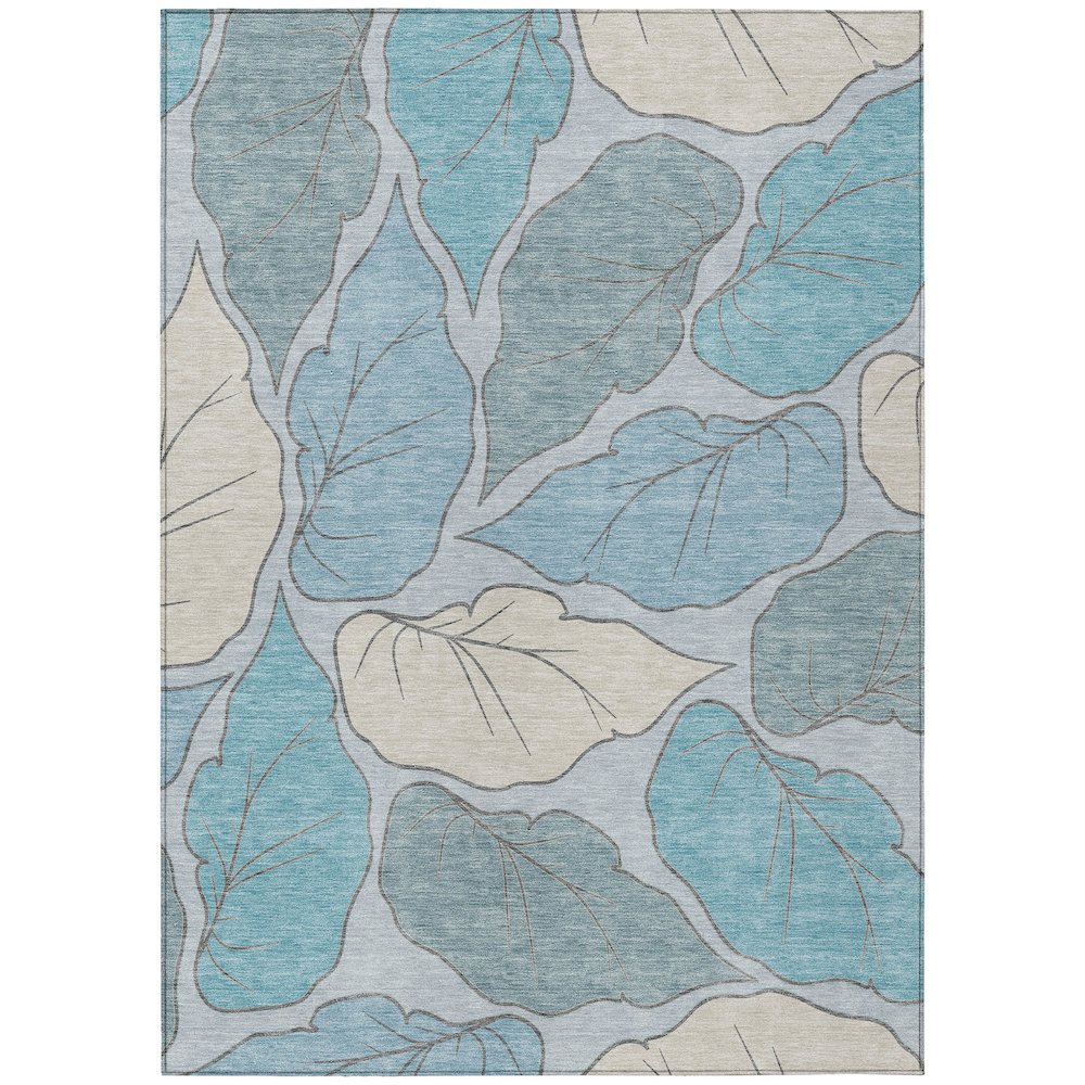 Machine Washable Indoor/Outdoor Chantille ACN2348 Teal 3' x 5' Rug. Picture 1