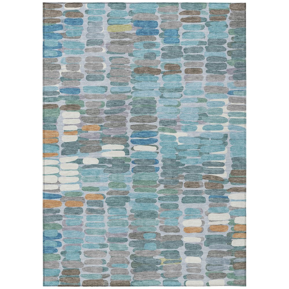 Machine Washable Indoor/Outdoor Chantille ACN2349 Teal 3' x 5' Rug. Picture 1