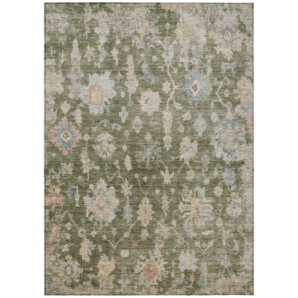 Machine Washable Indoor/Outdoor Chantille ACN2355 Green 3' x 5' Rug. Picture 1