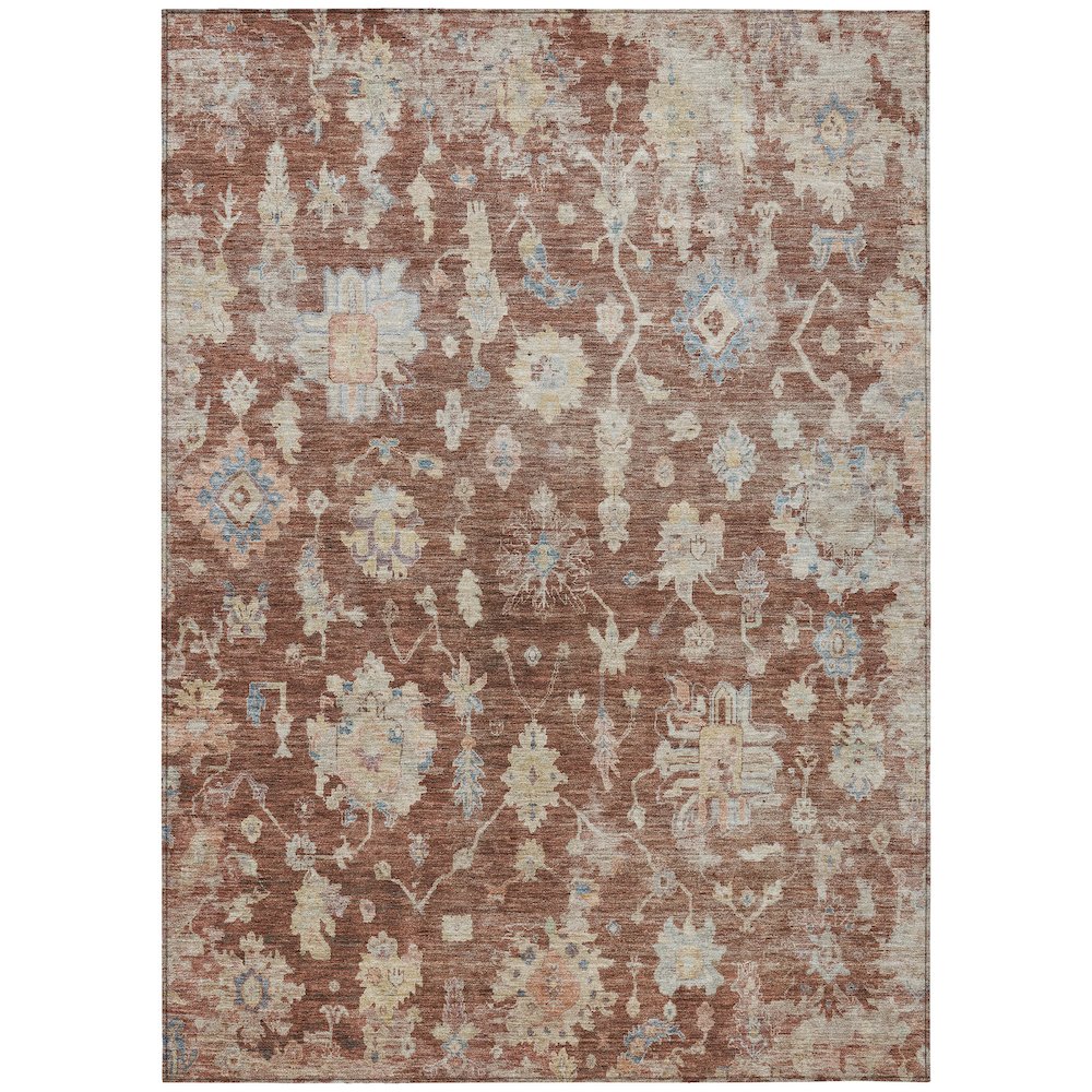 Machine Washable Indoor/Outdoor Chantille ACN2355 Orange 3' x 5' Rug. Picture 1