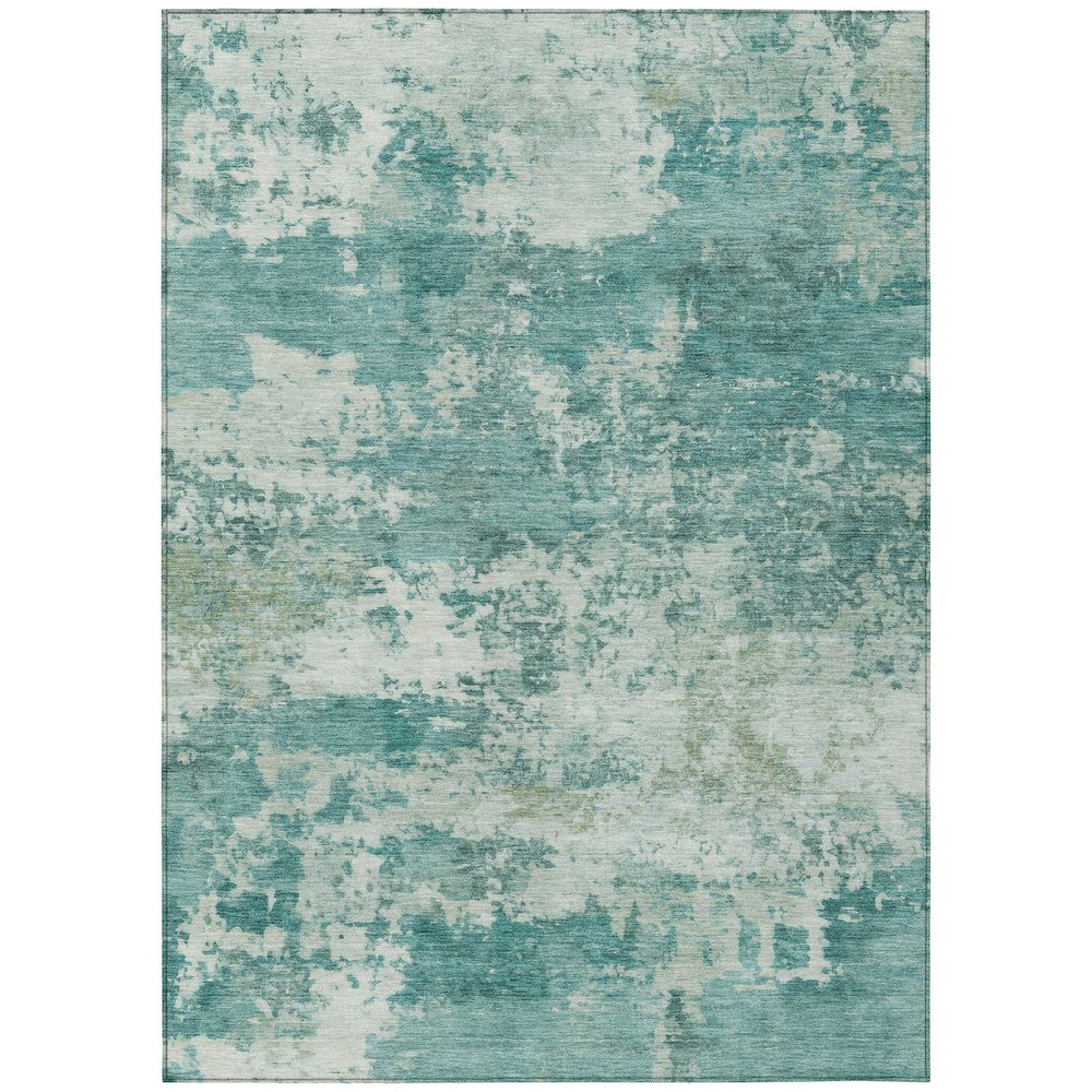 Machine Washable Indoor/Outdoor Chantille ACN2366 Teal 3' x 5' Rug. Picture 1