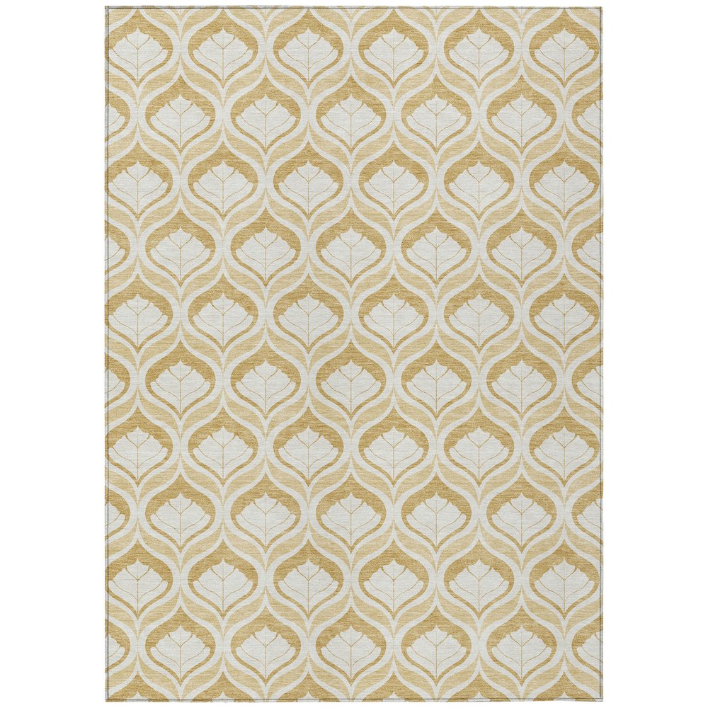 Machine Washable Indoor/Outdoor Chantille ACN2379 Gold 3' x 5' Rug. Picture 1