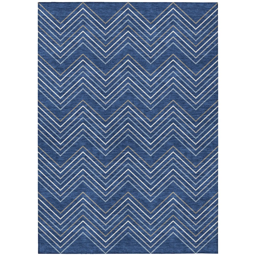 Machine Washable Indoor/Outdoor Chantille ACN2391 Blue 3' x 5' Rug. Picture 1