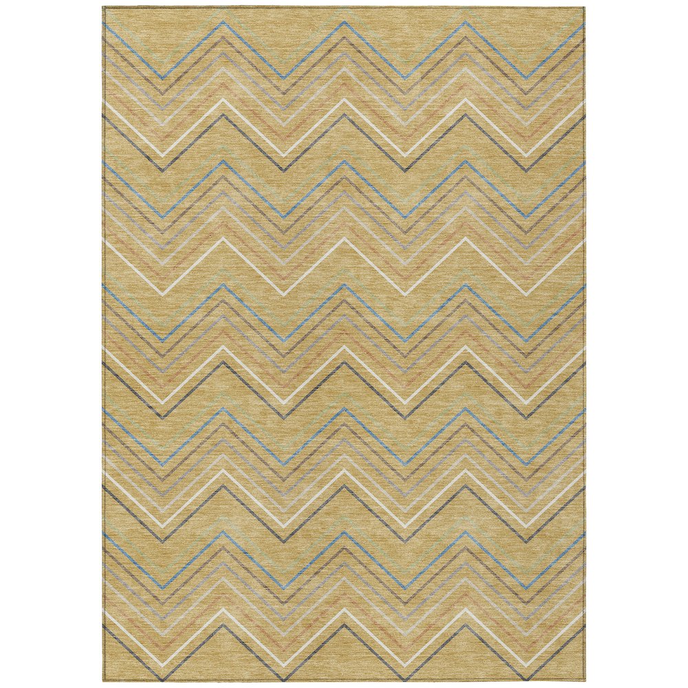 Machine Washable Indoor/Outdoor Chantille ACN2392 Gold 3' x 5' Rug. Picture 1