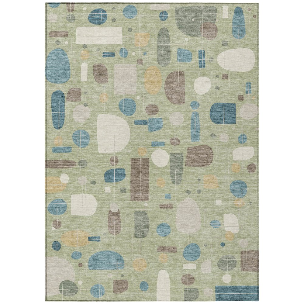 Machine Washable Indoor/Outdoor Chantille ACN2393 Green 3' x 5' Rug. Picture 1