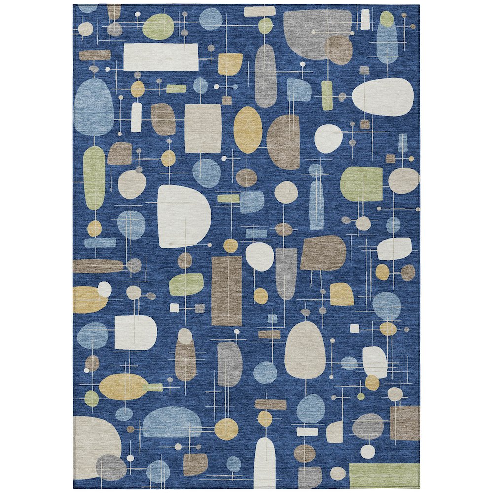 Machine Washable Indoor/Outdoor Chantille ACN2393 Blue 3' x 5' Rug. Picture 1