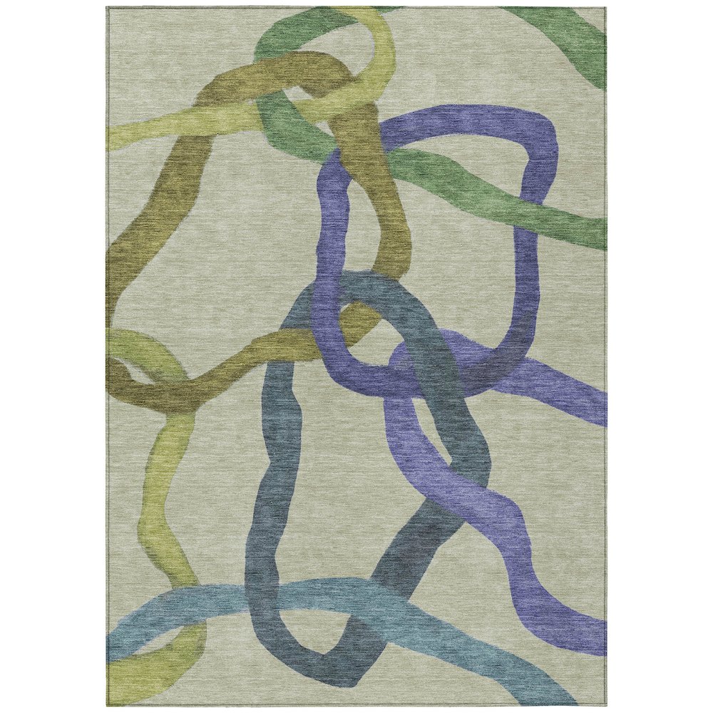 Machine Washable Indoor/Outdoor Chantille ACN2394 Green 3' x 5' Rug. Picture 1