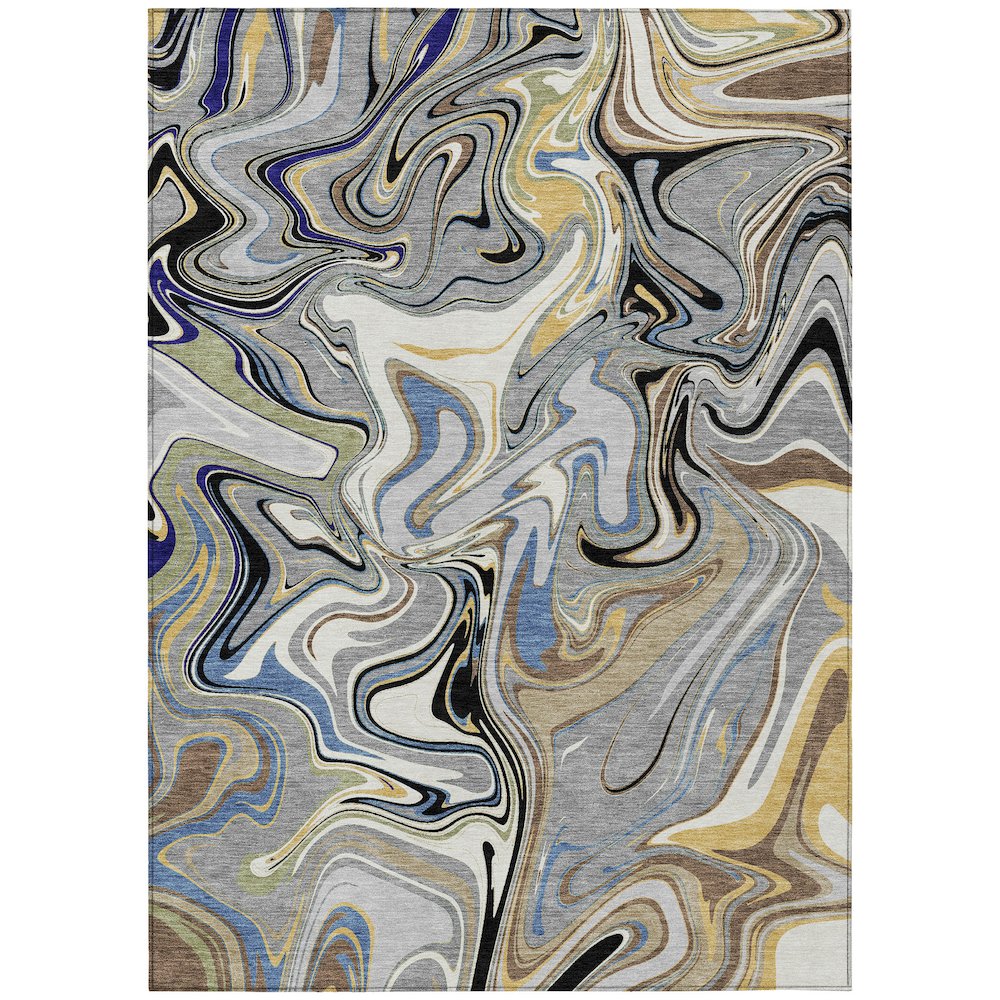 Machine Washable Indoor/Outdoor Chantille ACN2395 Gray 3' x 5' Rug. Picture 1