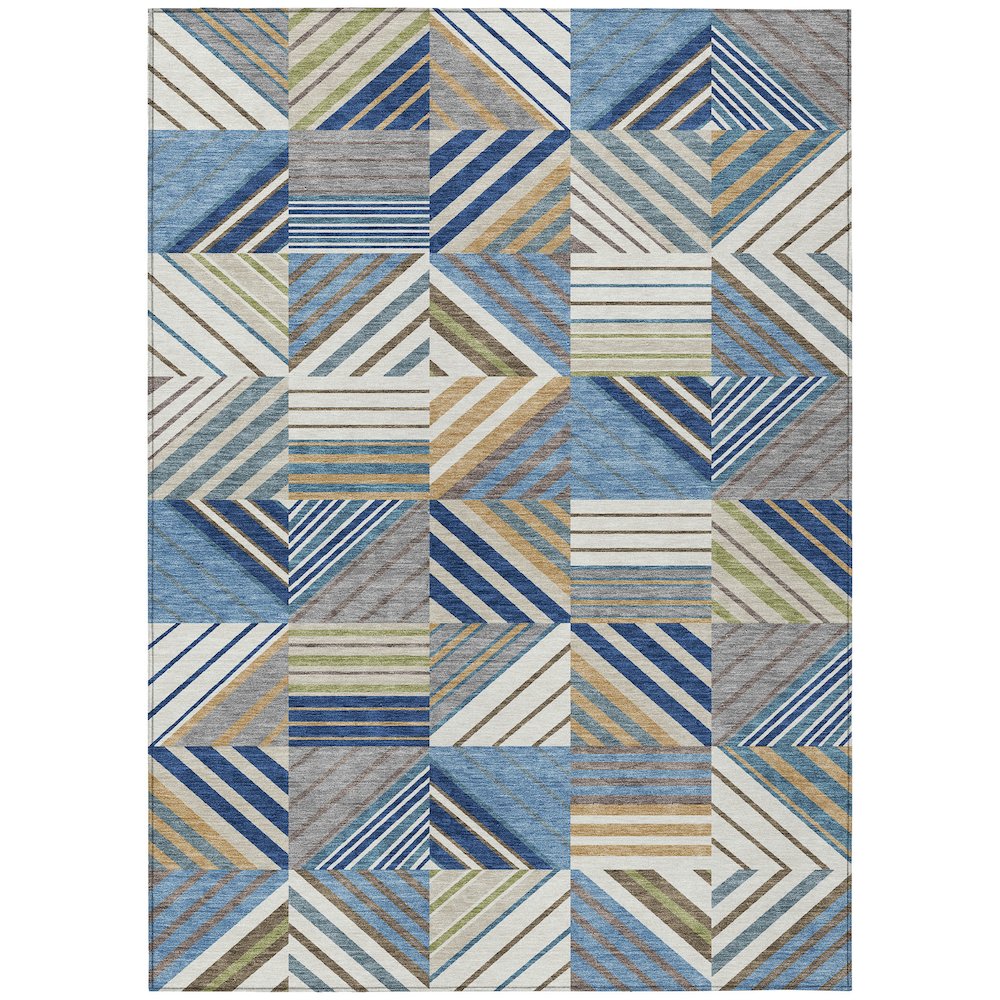 Machine Washable Indoor/Outdoor Chantille ACN2399 Blue 3' x 5' Rug. Picture 1