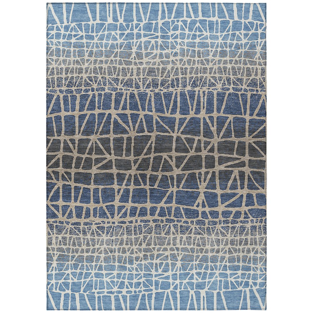 Machine Washable Indoor/Outdoor Chantille ACN2404 Blue 3' x 5' Rug. Picture 1