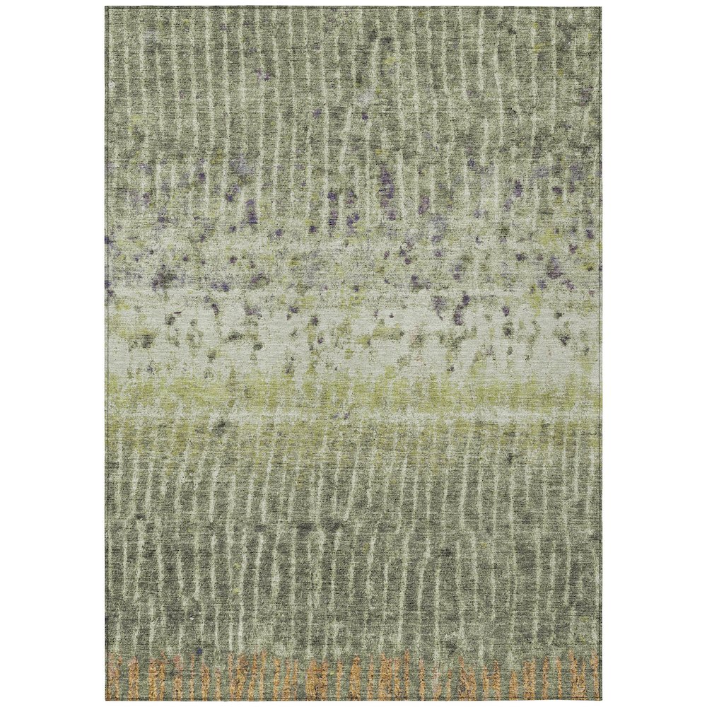 Machine Washable Indoor/Outdoor Chantille ACN2406 Green 3' x 5' Rug. Picture 1