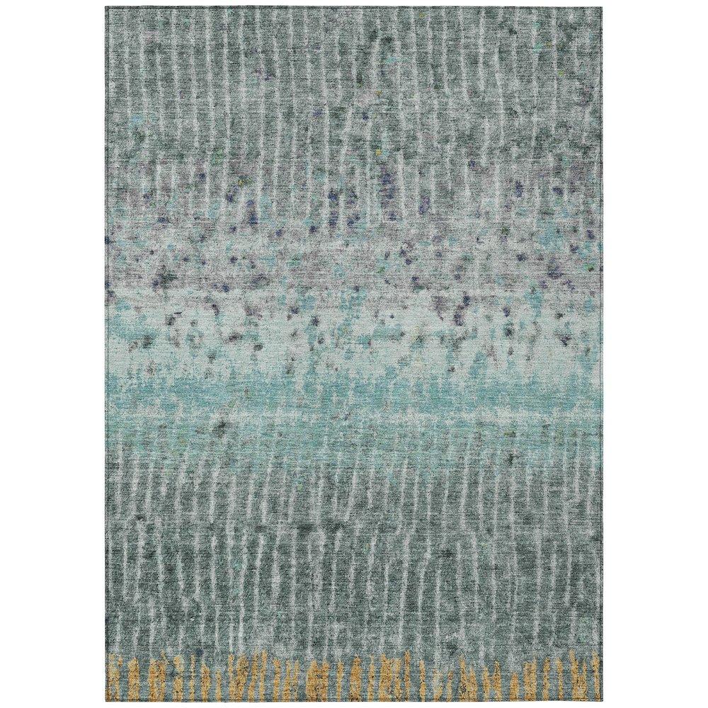 Machine Washable Indoor/Outdoor Chantille ACN2406 Teal 3' x 5' Rug. Picture 1