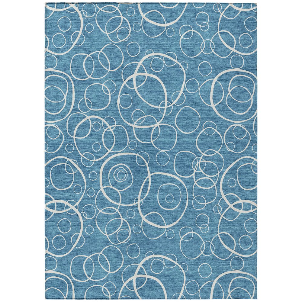Machine Washable Indoor/Outdoor Chantille ACN2407 Teal 3' x 5' Rug. Picture 1