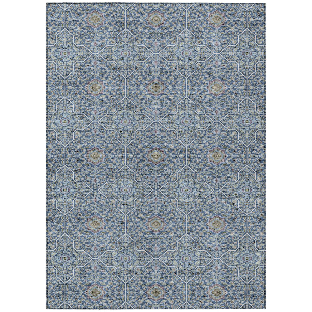 Machine Washable Indoor/Outdoor Chantille ACN2409 Blue 3' x 5' Rug. Picture 1