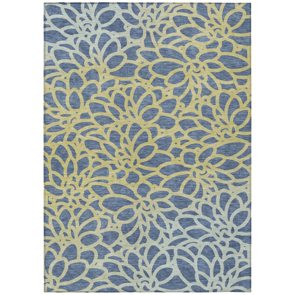 Machine Washable Indoor/Outdoor Chantille ACN2412 Blue 3' x 5' Rug. Picture 1