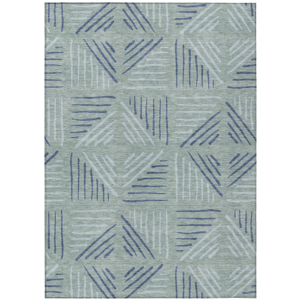 Machine Washable Indoor/Outdoor Chantille ACN2413 Blue 3' x 5' Rug. Picture 1