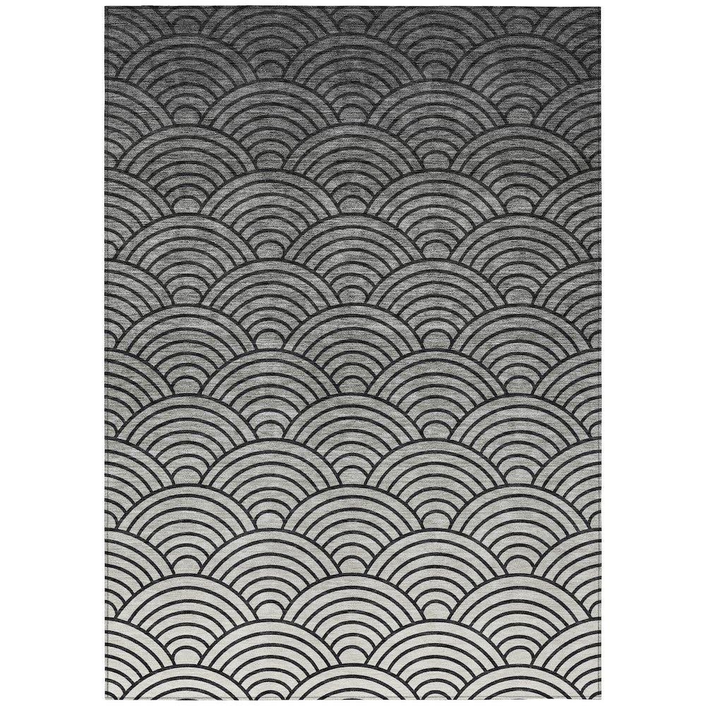 Machine Washable Indoor/Outdoor Chantille ACN2414 Black 3' x 5' Rug. Picture 1
