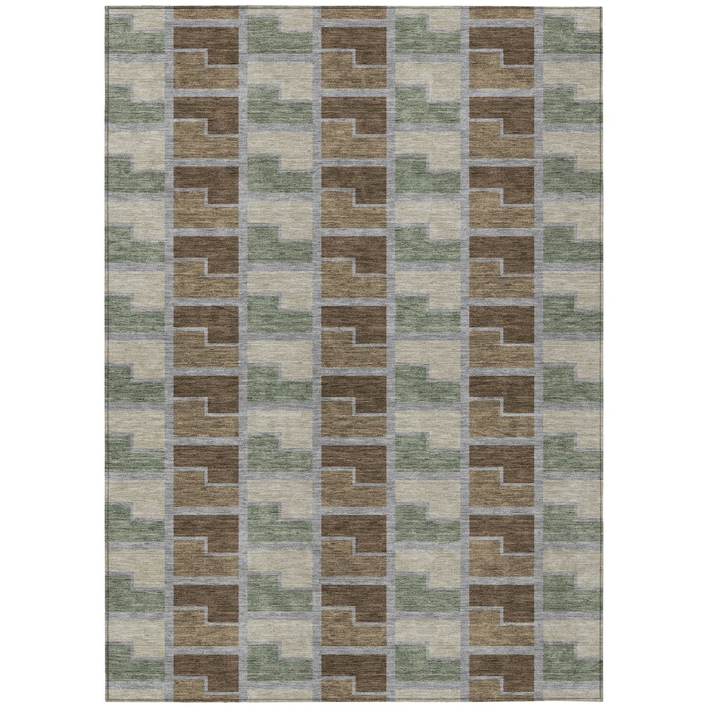 Machine Washable Indoor/Outdoor Chantille ACN2417 Brown 3' x 5' Rug. Picture 1