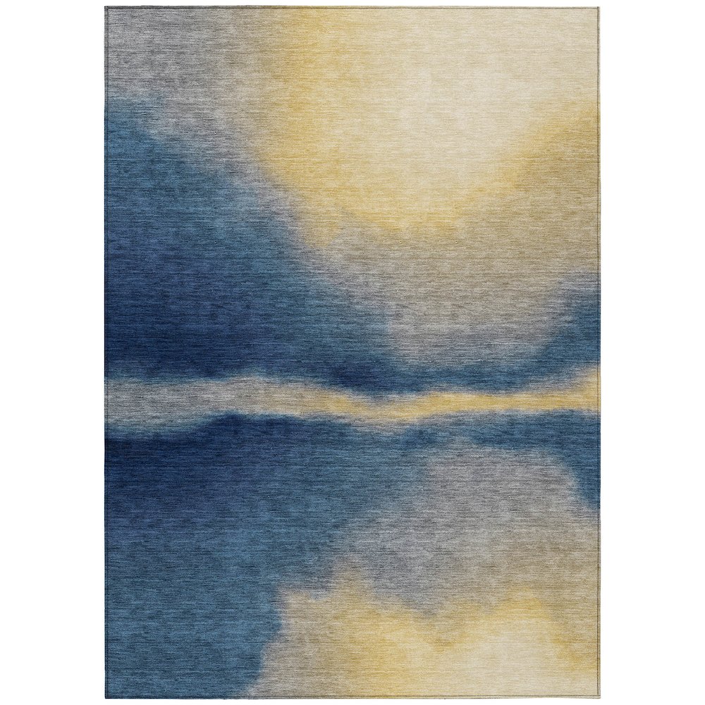 Machine Washable Indoor/Outdoor Chantille ACN2419 Blue 3' x 5' Rug. Picture 1